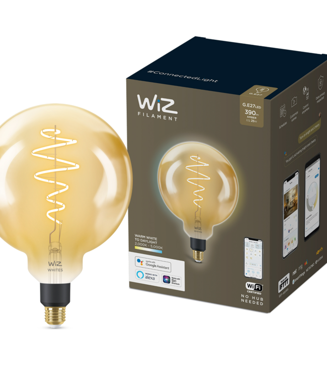Philips WiZ Warm White Filament Globelamp LED 6.5W E27