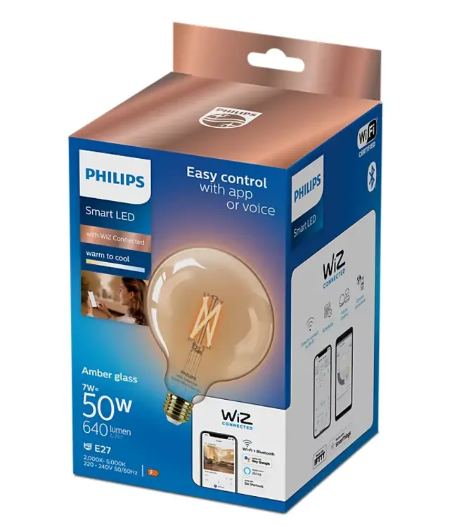 Philips Wiz Amber Glass Globe 50W E27