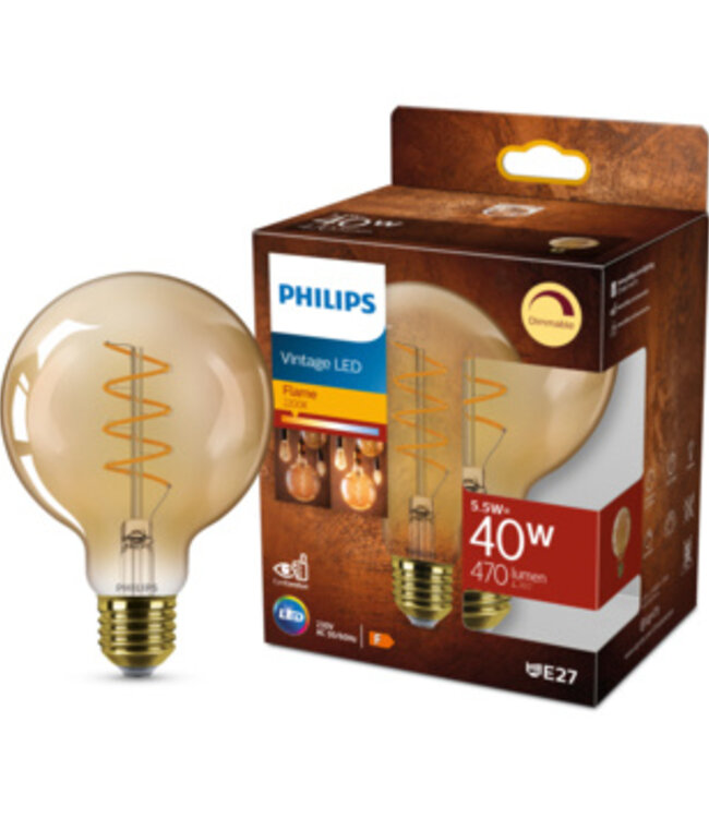 Philips  Vintage Led Hand Crafted Flame XXL Globe E27
