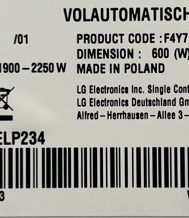 LG TurboWash Stoom Wasmachine (F4WR5011S1W) 11 kg