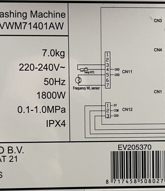 Everglades EVWM71401AW Wasmachine 2025