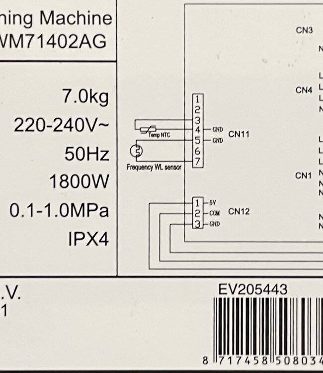 Everglades Wasmachine met Stoomfuncties (EVWM71402AG) 7 KG