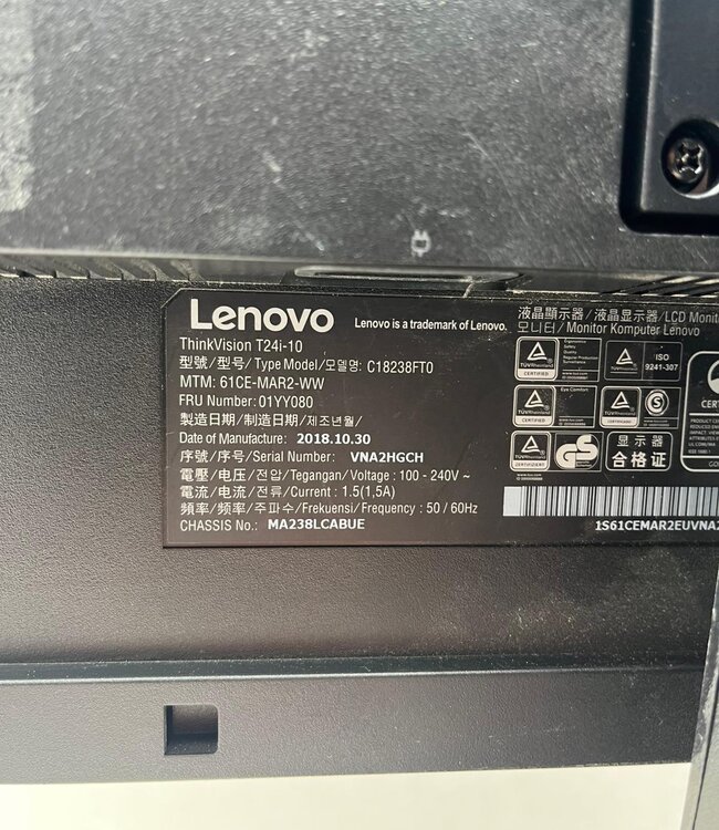 Lenovo ThinkVision T24i-10 Monitor Zwart