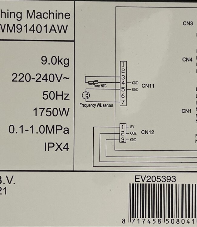 Everglades Steam Wasmachine (EVWM91401AW) 9 kg