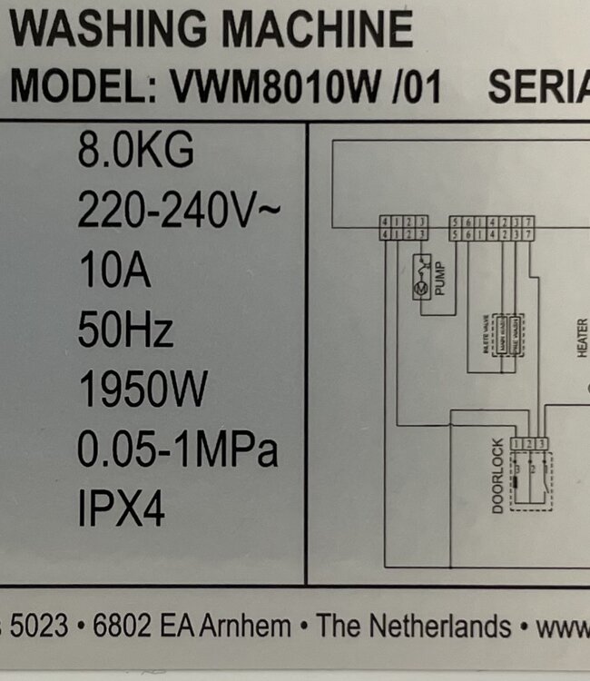 Inventum SteamClean Wasmachine (VWM8010W) 8 kg