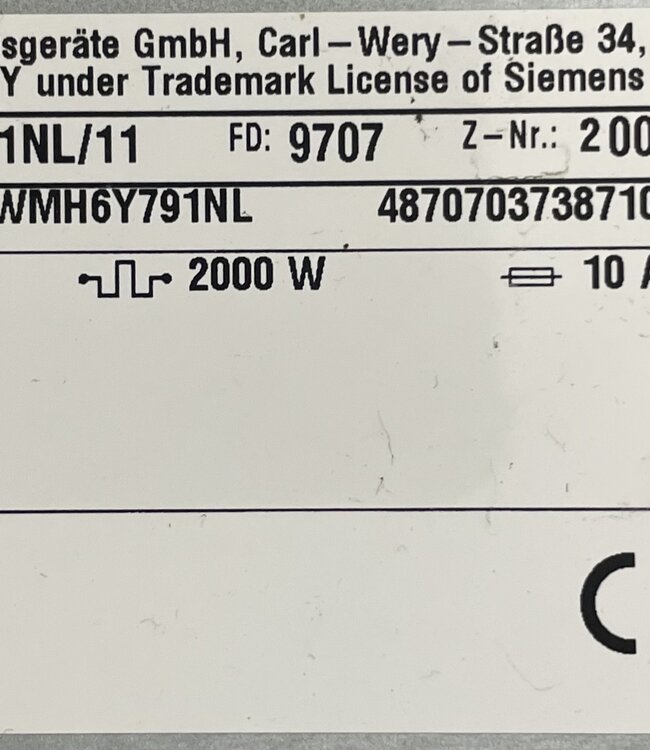 Siemens Wasmachine IQ800 (WMH6Y791NL) 9 kg