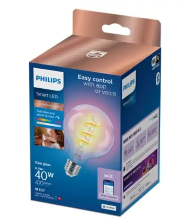 Philips Wiz Full Color and Warm to Cool Clear Glass Globe E27