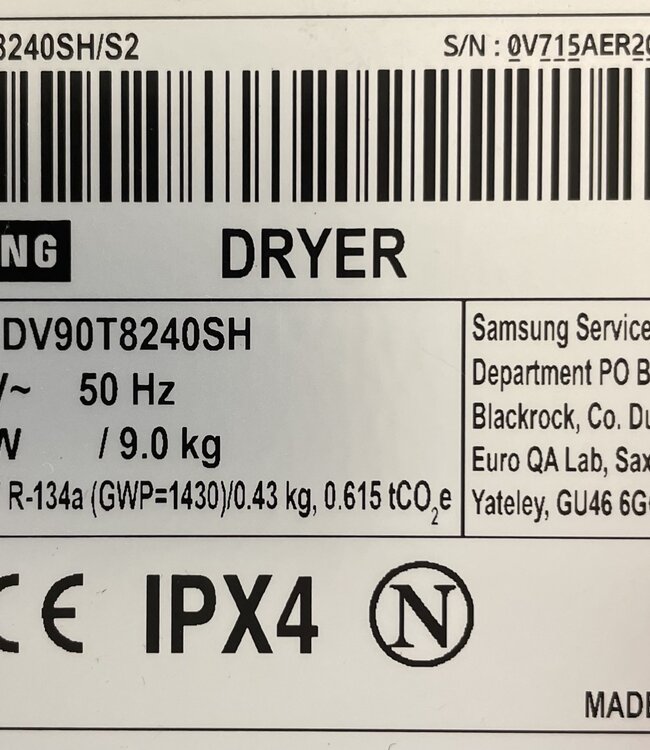 Samsung Warmtepompdroger (DV90T8240SH) 9 kg