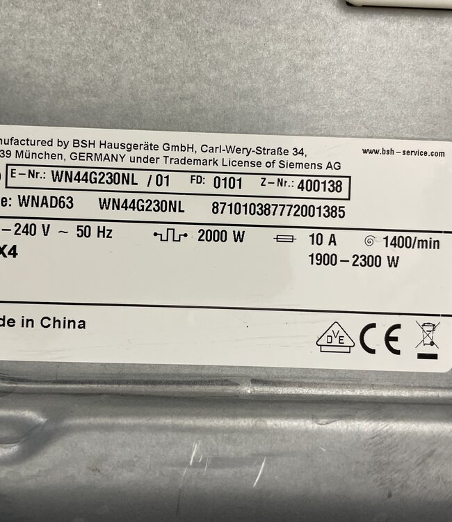 Siemens IQ500 Was-droogcombinatie (WN44G230NL) 9/6 kg