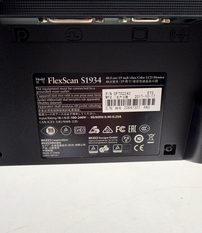 Eizo FlexScan S1934 19 inch Monitor