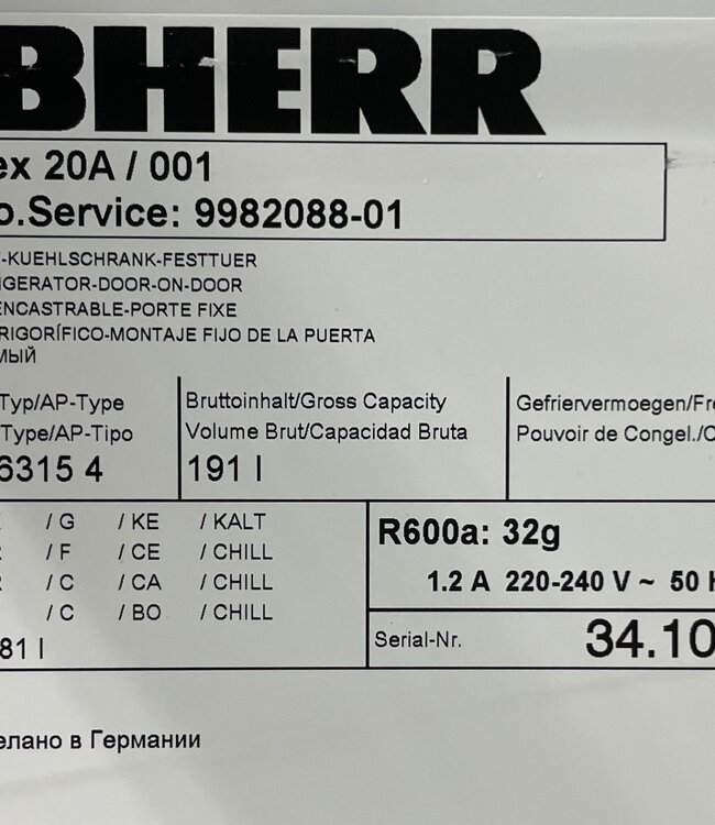 Liebherr Inbouw Koelkast Combinatie IK 1920