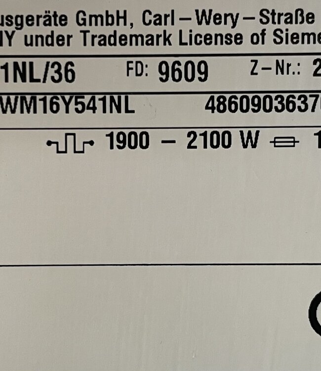 Siemens Wasmachine IQ800 (WM16Y541NL) 9 kg