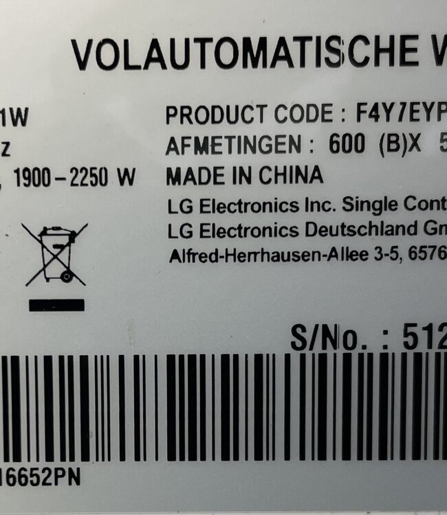 LG TurboWash Wasmachine met Stoomfunctie (F4WR7011S1W) 11 kg