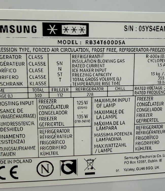 Samsung RB34T600DSA Koel-Vries Combinatie No-Frost