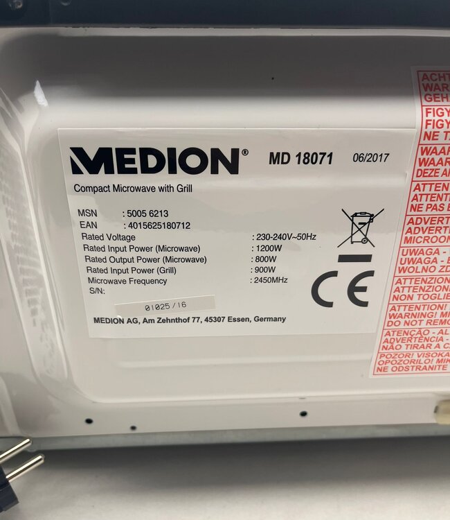Medion Magnetron met grill MD18071