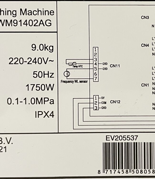 Everglades Wasmachine (EVWM91402AG)  9 kg