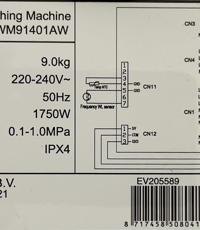 Everglades Steam Wasmachine (EVWM91401AW) 9 kg