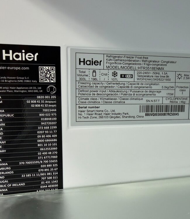 Haier Total No-Frost Koel-Vries Combinatie HTR3518ENMX