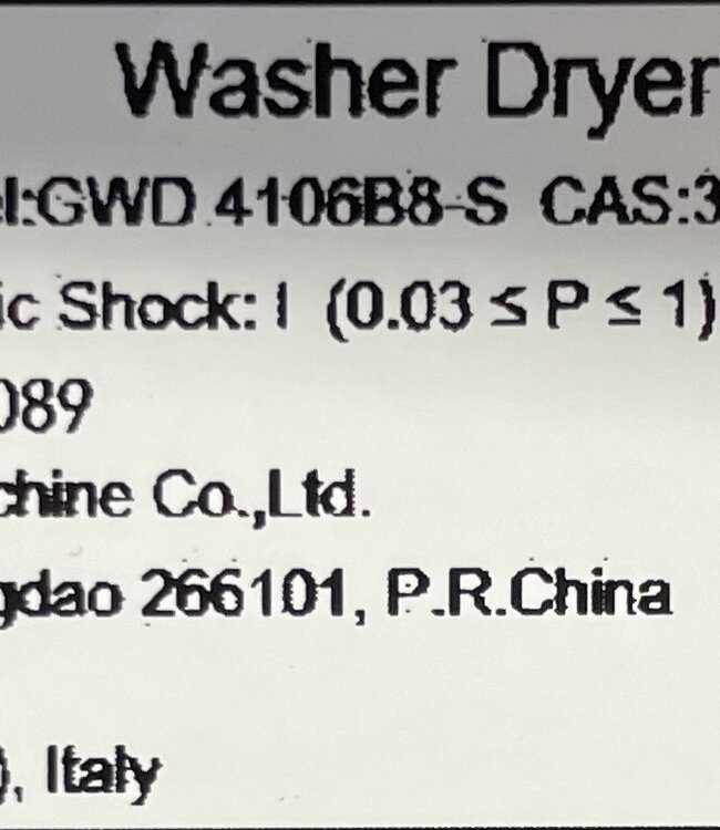 Candy ProWash & Dry 300 Was-Droogcombinatie (GWD 4106B8-S) 10/6 kg