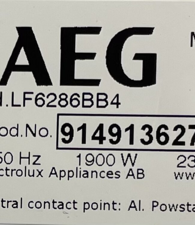 AEG Wasmachine ProSense 6000 Series (LF6286BB4) 8 kg
