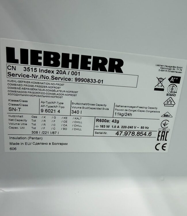 Liebherr CN3515 Comfort Koel-Vriescombinatie