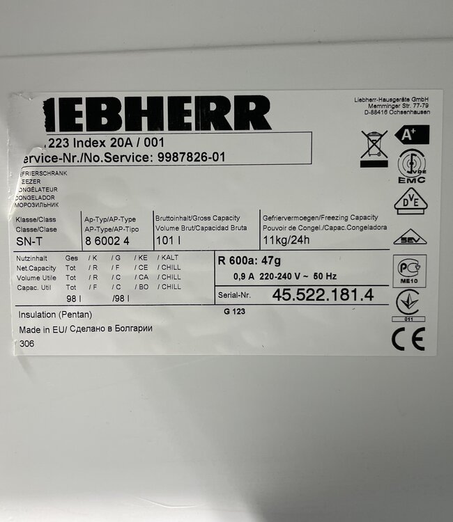 Liebherr G1223 Vriezer Tafelmodel