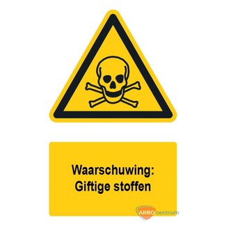 Huismerk Waarschuwingsbord / sticker giftige stoffen met tekst