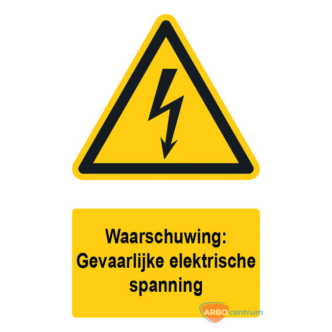 Huismerk Waarschuwingsbord / sticker gevaarlijke elektrische spanning met tekst