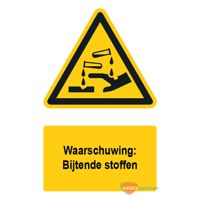 Huismerk Waarschuwingsbord / sticker brandende stoffen met tekst