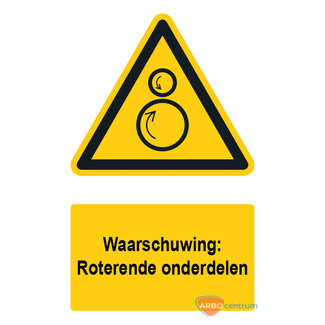 Huismerk Waarschuwingsbord / sticker roterende onderdelen met tekst