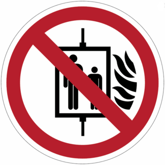 Huismerk Verboden de lift te gebruiken bij brand