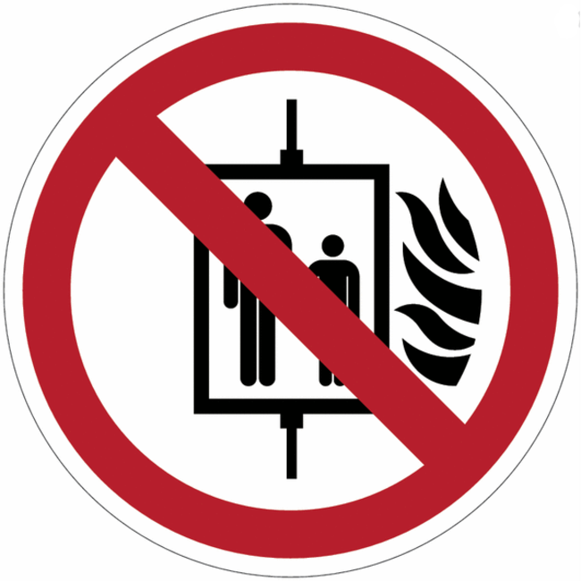 Huismerk Verboden de lift te gebruiken bij brand pictogram