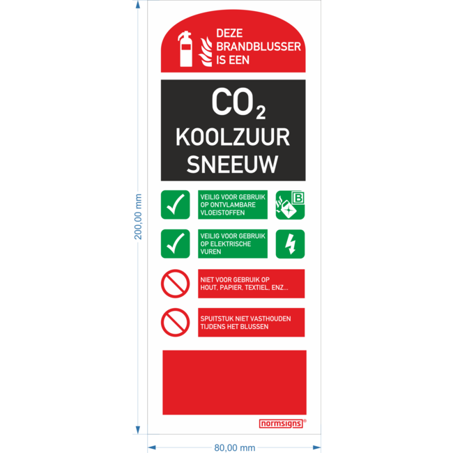 Normsigns Pictogram gebruiksaanwijzing CO2- Koolzuursneeuwblusser