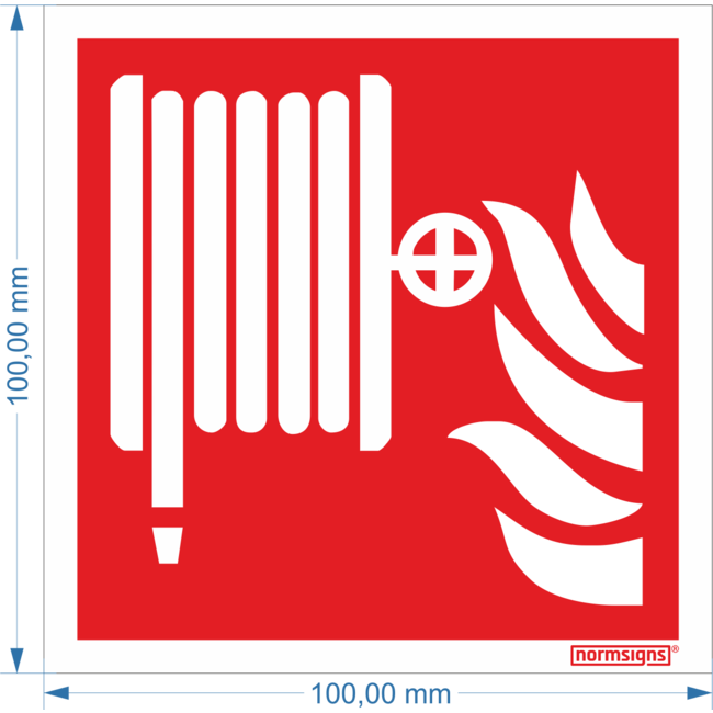 Normsigns Pictogram brandslanghaspel Materiaal: PVC, Afmeting: 100 x 100 mm