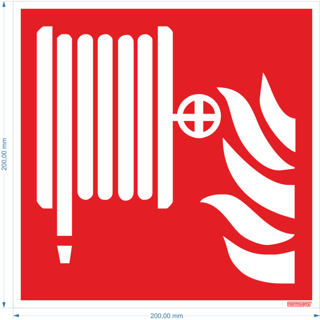 Normsigns Pictograma de bobina de manguera contra incendios Material: PVC, Dimensiones: 200 x 200 mm