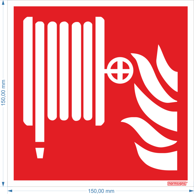 Normsigns Pictograma de bobina de manguera contra incendios Material: Fotoluminiscente, Dimensiones: 150 x 150 mm