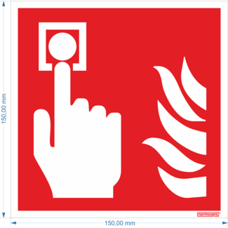 Normsigns Pictograma de sistema de alarma contra incendios Material: Adhesivo, Dimensiones: 200 x 200 mm