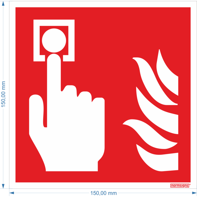 Normsigns Pictograma de sistema de alarma contra incendios Material: Adhesivo, Dimensiones: 200 x 200 mm