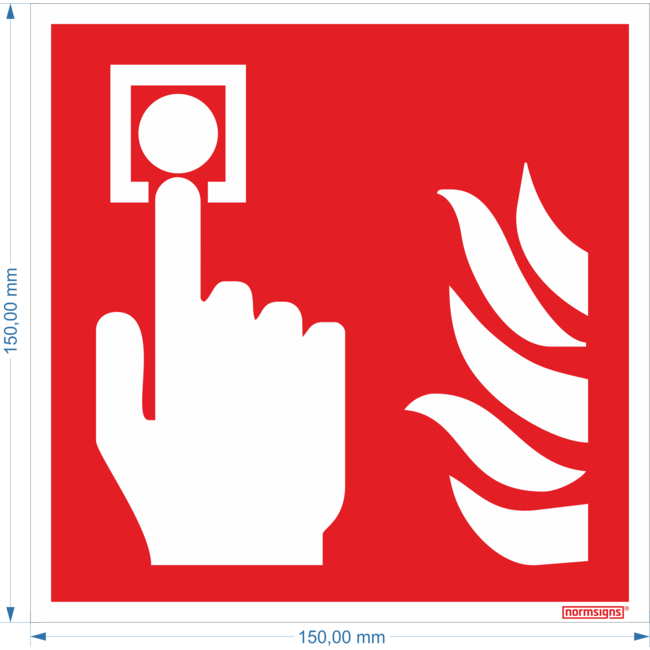 Normsigns Pictogram brandmeldinstallatie Materiaal: PVC, Afmeting: 150 x 150 mm