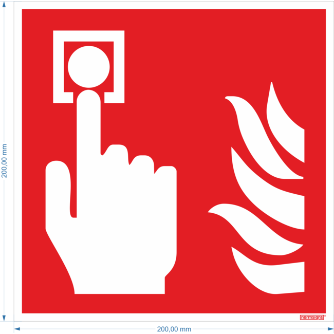 Normsigns Fire alarm system pictogram Material: PVC, Dimensions: 200 x 200 mm