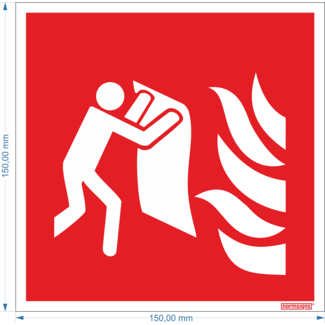 Normsigns Fire blanket pictogram Material: Sticker, Dimensions: 200 x 200 mm