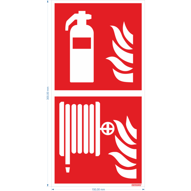 Normsigns Fire extinguisher/hose reel panorama pictogram 400 x 400mm