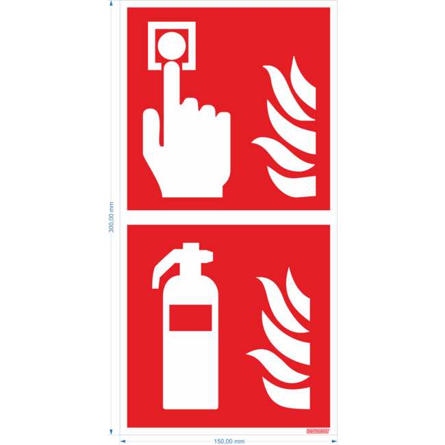 Normsigns Fire alarm/extinguisher panorama pictogram 400 x 400mm