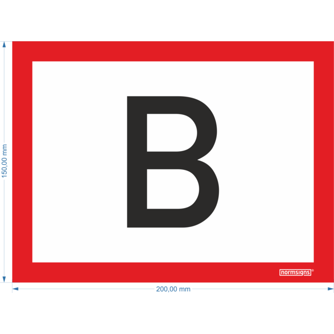 Normsigns Pictogram "B" Materiaal: Staal, Afmeting: 300 x 400 mm