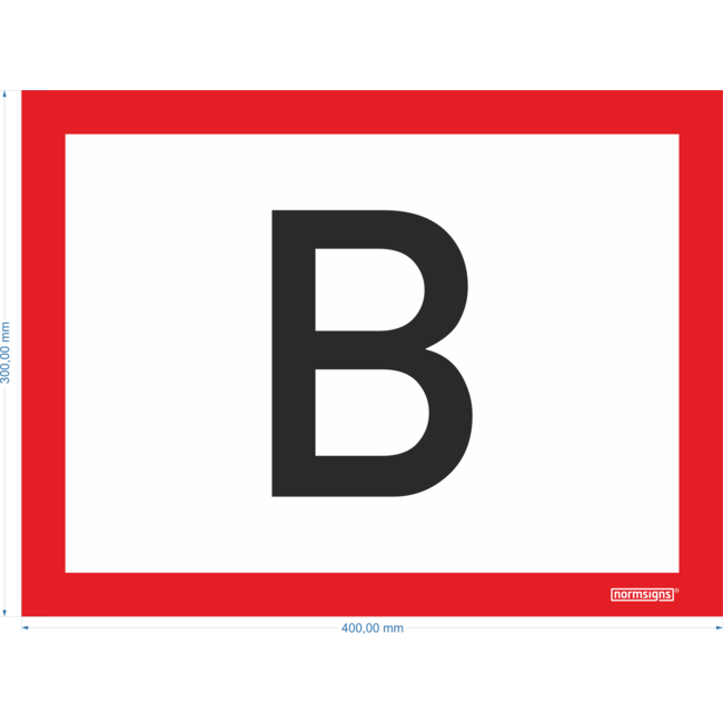 Normsigns Pictogram "B" Materiaal: Staal, Afmeting: 300 x 400 mm