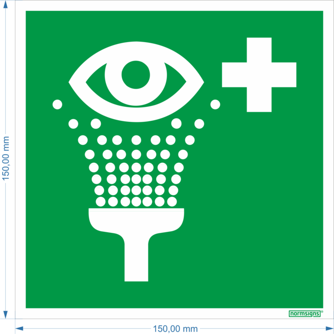 Normsigns Pictograma de lavado de ojos Material: PVC, Dimensiones: 150 x 150 mm