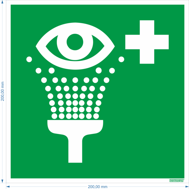 Normsigns Pictograma de lavado de ojos Material: Fotoluminiscente, Dimensiones: 200 x 200 mm