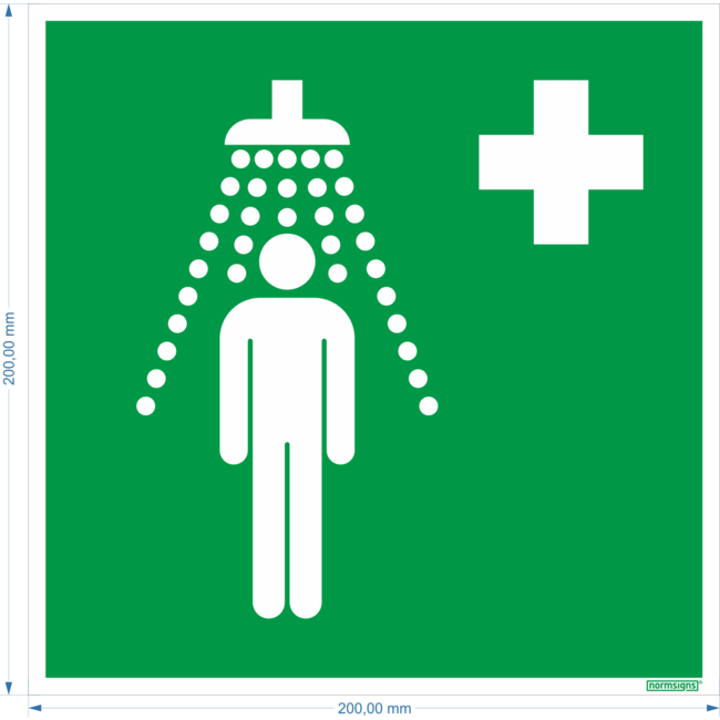 Normsigns Pictograma de ducha de emergencia Material: Adhesivo, Dimensiones: 150 x 150 mm