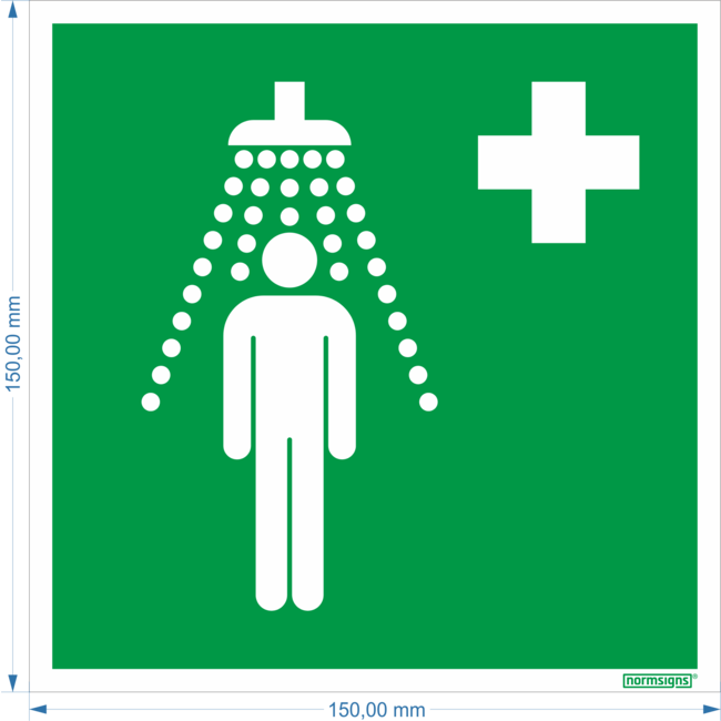 Normsigns Pictogram nooddouche Materiaal: PVC, Afmeting: 150 x 150 mm