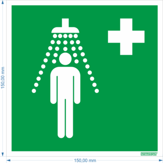 Normsigns Pictogramme douche de secours Matériau : Photoluminescent, Dimensions : 150 x 150 mm